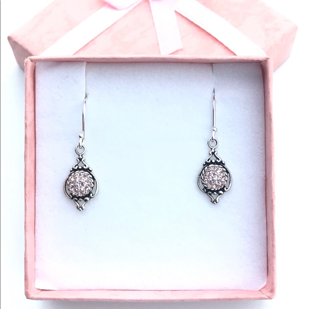 Vintage Rose Swarovski Sterling Silver Earrings